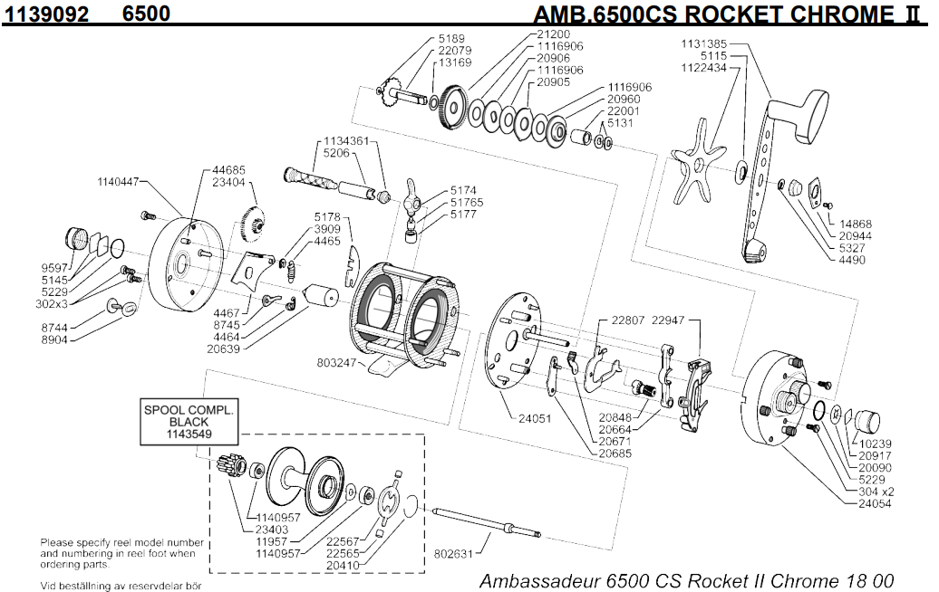 1139092 AMB.6500CS ROCKET CHROME Ⅱ | PureFishing Japan 製品リール