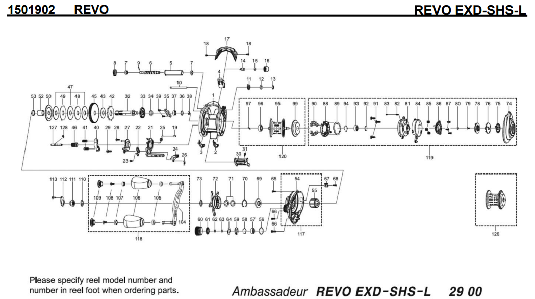 1501902 REVO EXD-SHS-L | PureFishing Japan 製品リールパーツリスト